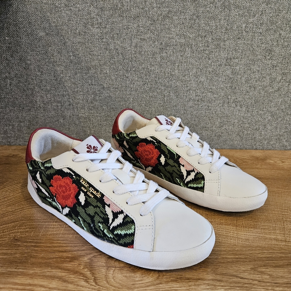 Kate Spade Ace Rose Women's Sneakers With Floral Embroidered Design Size 7.5